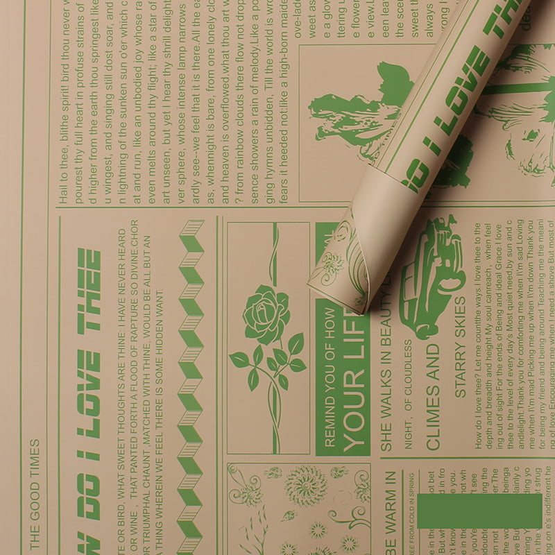 MYHC-21 Retro-sanomalehtityyppinen lehmännahkakukkien käärepaperi