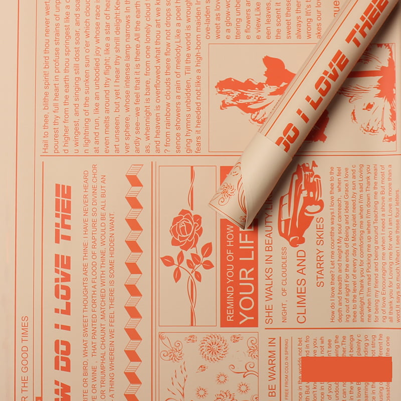 MYHC-21 Retro-sanomalehtityyppinen lehmännahkakukkien käärepaperi