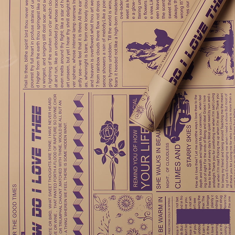 MYHC-21 Retro-sanomalehtityyppinen lehmännahkakukkien käärepaperi