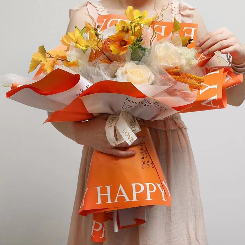 MYHC-38 INS Englanti Gradient Bopp Cowhide Flowers -käärepaperi