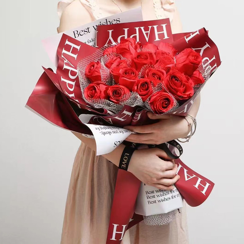 MYHC-38 INS Englanti Gradient Bopp Cowhide Flowers -käärepaperi