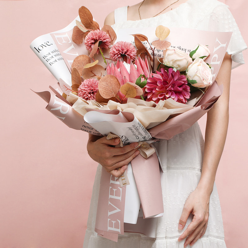 MYHC-38 INS Englanti Gradient Bopp Cowhide Flowers -käärepaperi