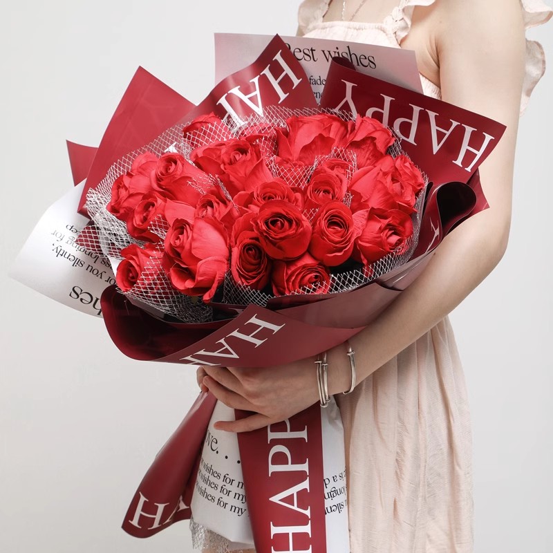 MYHC-38 INS Englanti Gradient Bopp Cowhide Flowers -käärepaperi