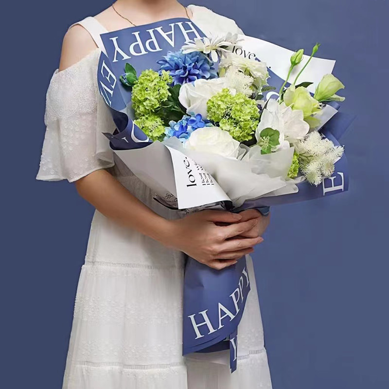 MYHC-38 INS Englanti Gradient Bopp Cowhide Flowers -käärepaperi