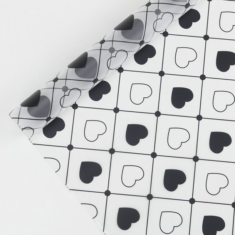 MYHC-60 yksivärinen Love Plaid Pattern -kuvioinen läpinäkyvä kukkapakkauskalvo