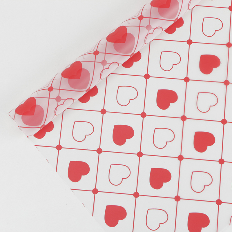 MYHC-60 yksivärinen Love Plaid Pattern -kuvioinen läpinäkyvä kukkapakkauskalvo