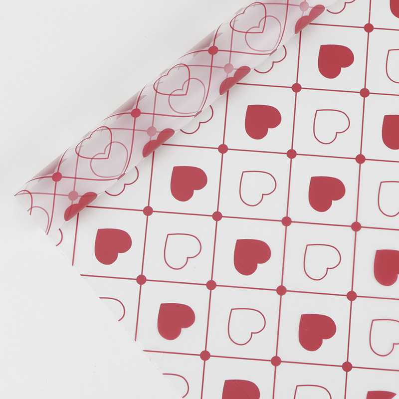 MYHC-60 yksivärinen Love Plaid Pattern -kuvioinen läpinäkyvä kukkapakkauskalvo