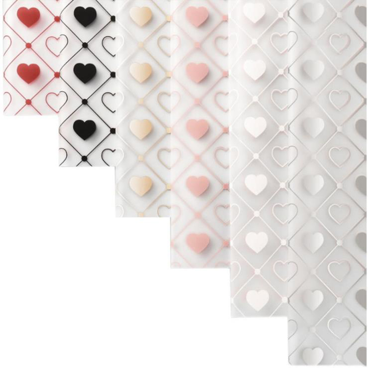 MYHC-60 yksivärinen Love Plaid Pattern -kuvioinen läpinäkyvä kukkapakkauskalvo