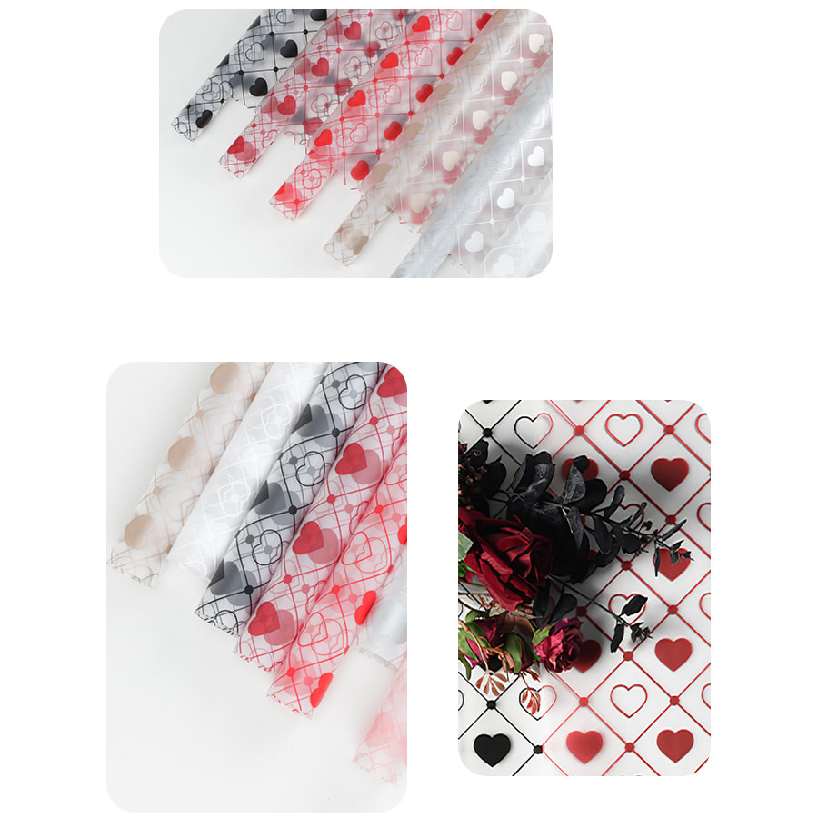 MYHC-60 yksivärinen Love Plaid Pattern -kuvioinen läpinäkyvä kukkapakkauskalvo