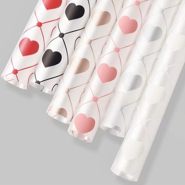 MYHC-60 yksivärinen Love Plaid Pattern -kuvioinen läpinäkyvä kukkapakkauskalvo
