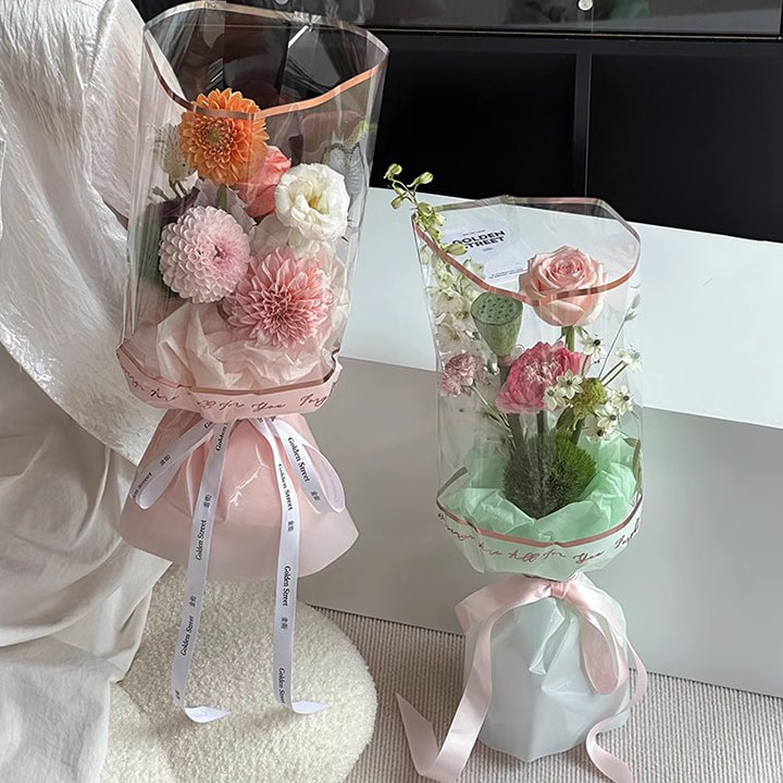 MYHC-70 Gold Line Plastic Flowers Opp -pakkauspaperi