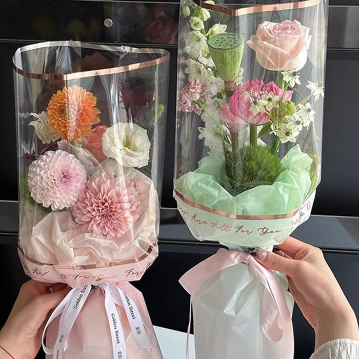 MYHC-70 Gold Line Plastic Flowers Opp -pakkauspaperi