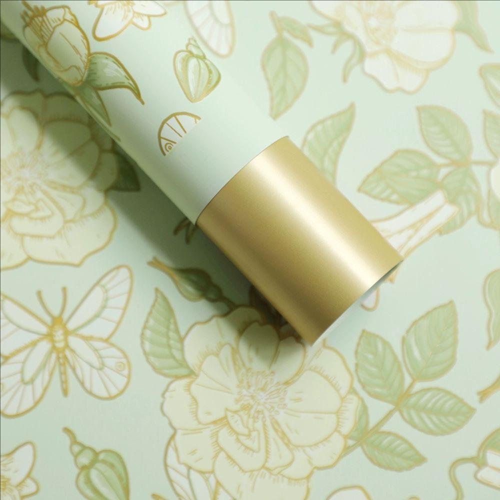 MYHC-76 kultareunainen vintage Camellia Pattern helmiäiskalvo, kukka käärepaperi