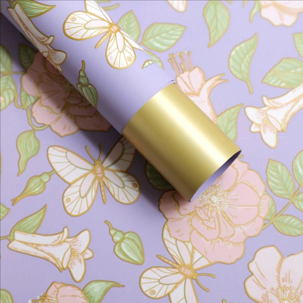 MYHC-76 kultareunainen vintage Camellia Pattern helmiäiskalvo, kukka käärepaperi