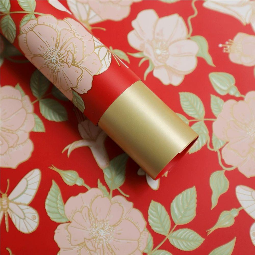 MYHC-76 kultareunainen vintage Camellia Pattern helmiäiskalvo, kukka käärepaperi